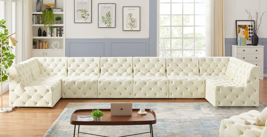 Tuft Cream Velvet Modular Sectional from Meridian - Luna Furniture