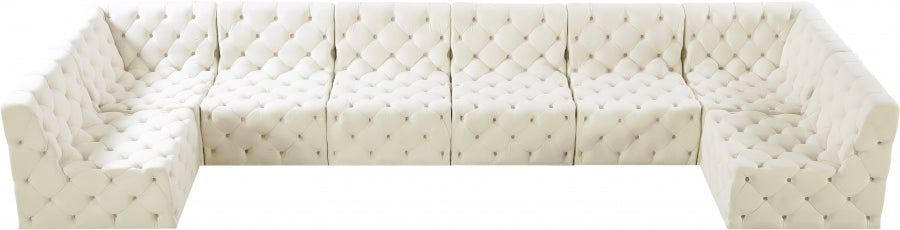 Tuft Cream Velvet Modular Sectional from Meridian - Luna Furniture