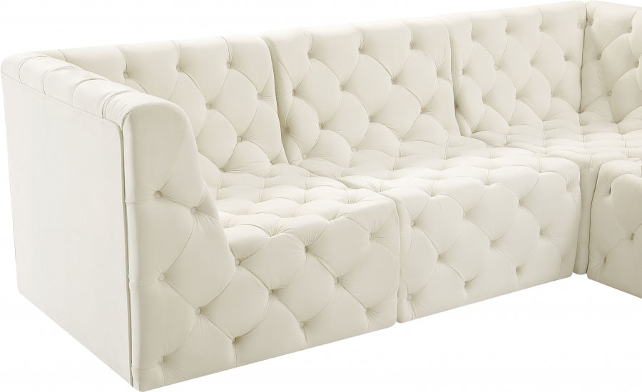 Tuft Cream Velvet Modular Sectional from Meridian - Luna Furniture