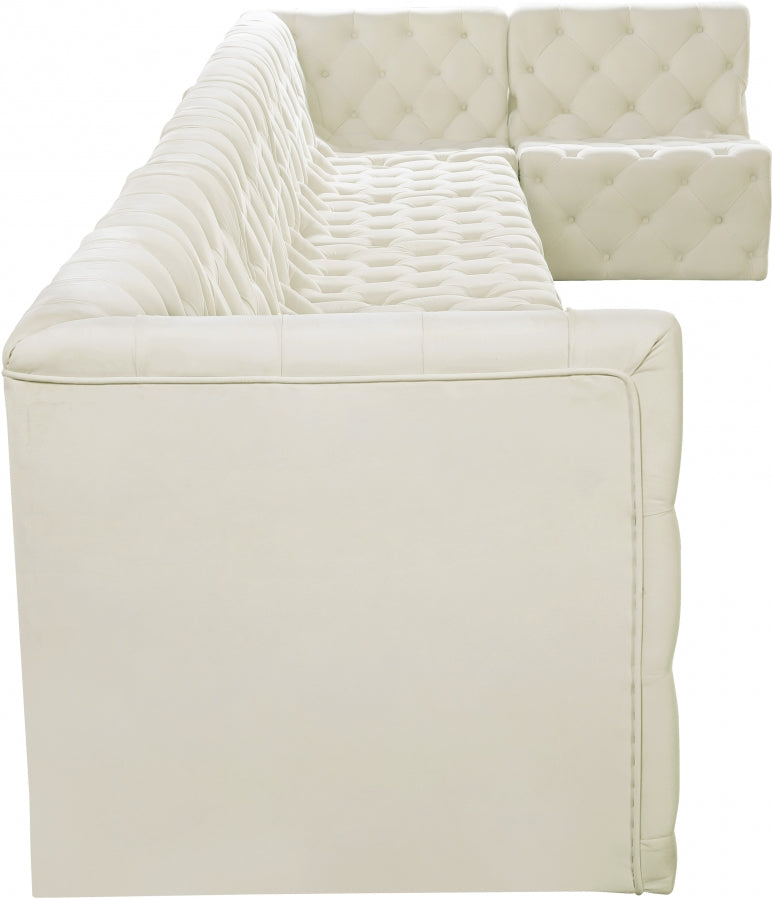 Tuft Cream Velvet Modular Sectional from Meridian - Luna Furniture