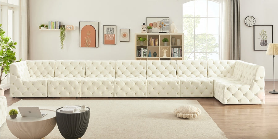 Tuft Cream Velvet Modular Sectional from Meridian - Luna Furniture