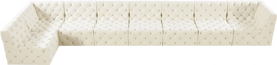 Tuft Cream Velvet Modular Sectional from Meridian - Luna Furniture