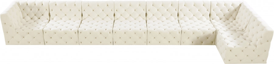 Tuft Cream Velvet Modular Sectional from Meridian - Luna Furniture