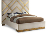 Vector Cream Velvet King Bed from Meridian - Luna Furniture