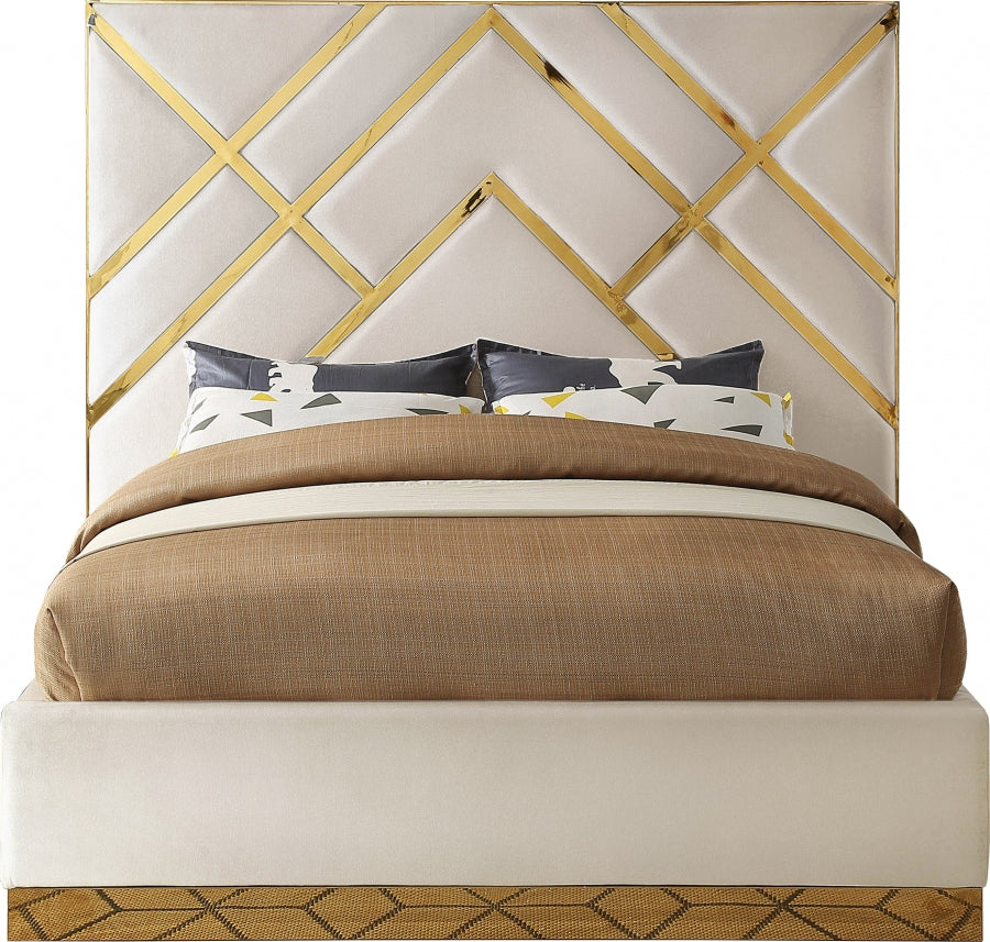 Vector Cream Velvet King Bed from Meridian - Luna Furniture