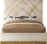 Vector Cream Velvet King Bed from Meridian - Luna Furniture