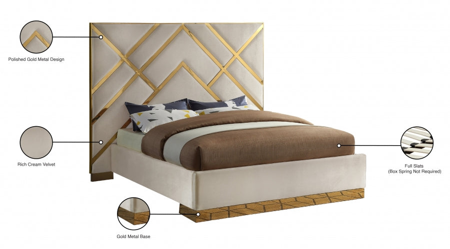 Vector Cream Velvet King Bed from Meridian - Luna Furniture