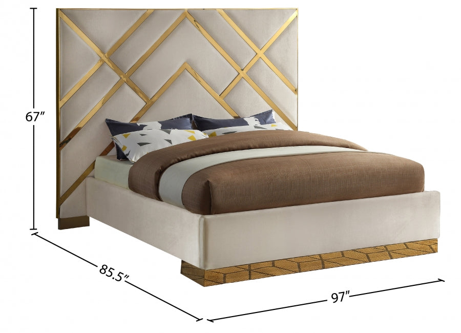 Vector Cream Velvet King Bed from Meridian - Luna Furniture