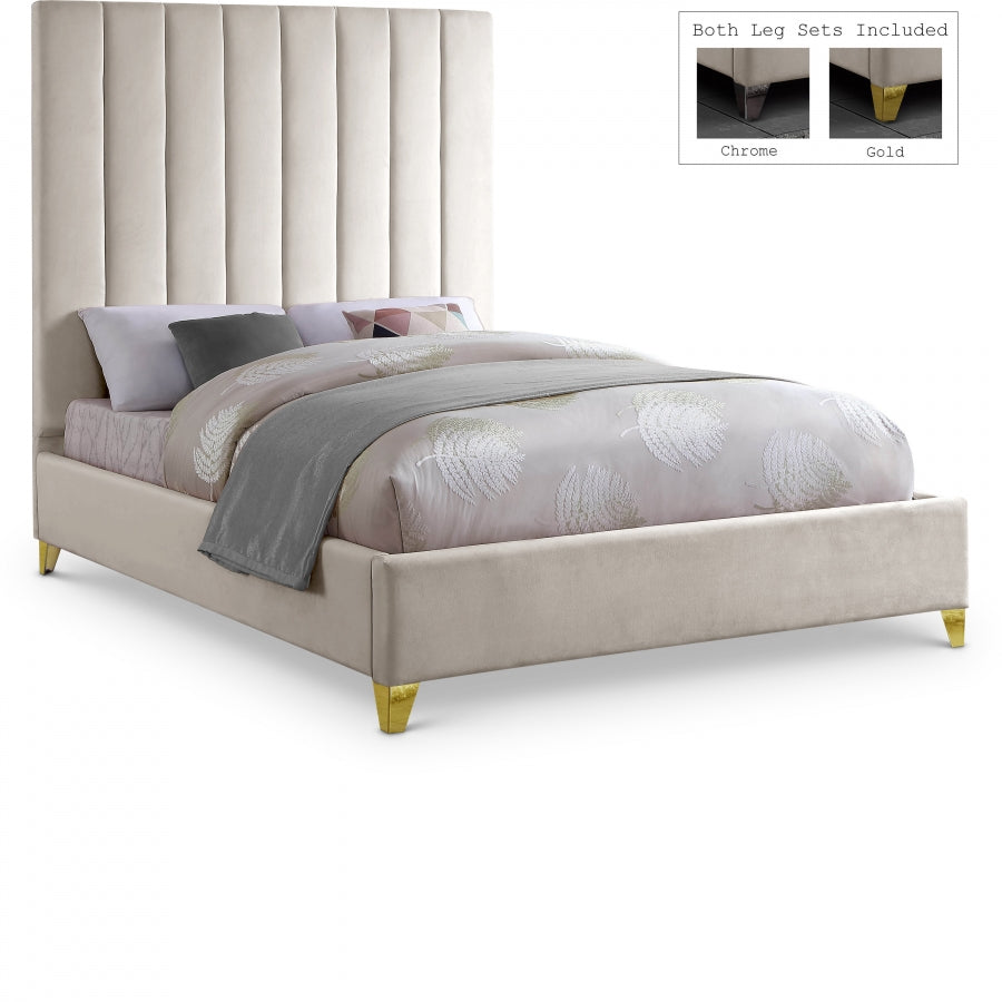 Via Cream Velvet Full Bed from Meridian - Luna Furniture