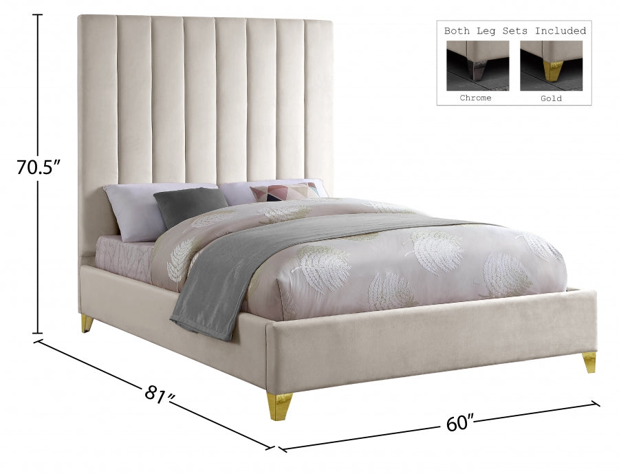 Via Cream Velvet Full Bed from Meridian - Luna Furniture