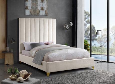 Via Cream Velvet Full Bed from Meridian - Luna Furniture