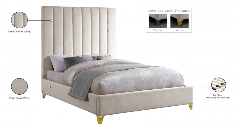 Via Cream Velvet Full Bed from Meridian - Luna Furniture