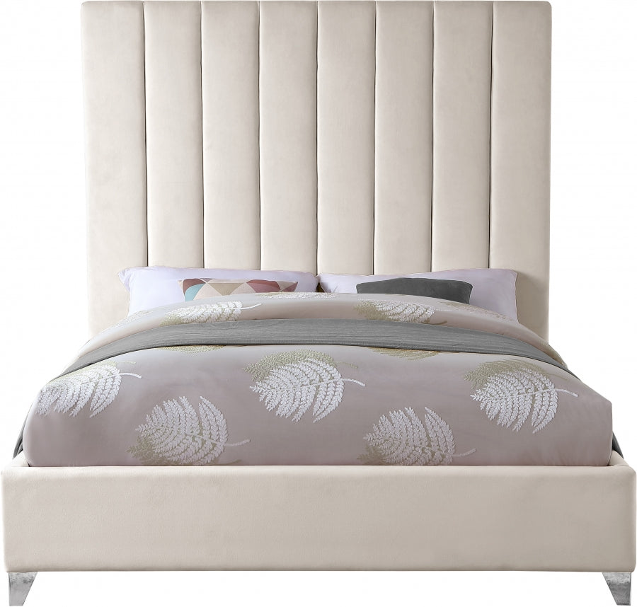 Via Cream Velvet King Bed from Meridian - Luna Furniture