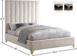 Via Cream Velvet Queen Bed from Meridian - Luna Furniture