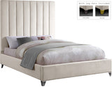 Via Cream Velvet Queen Bed from Meridian - Luna Furniture