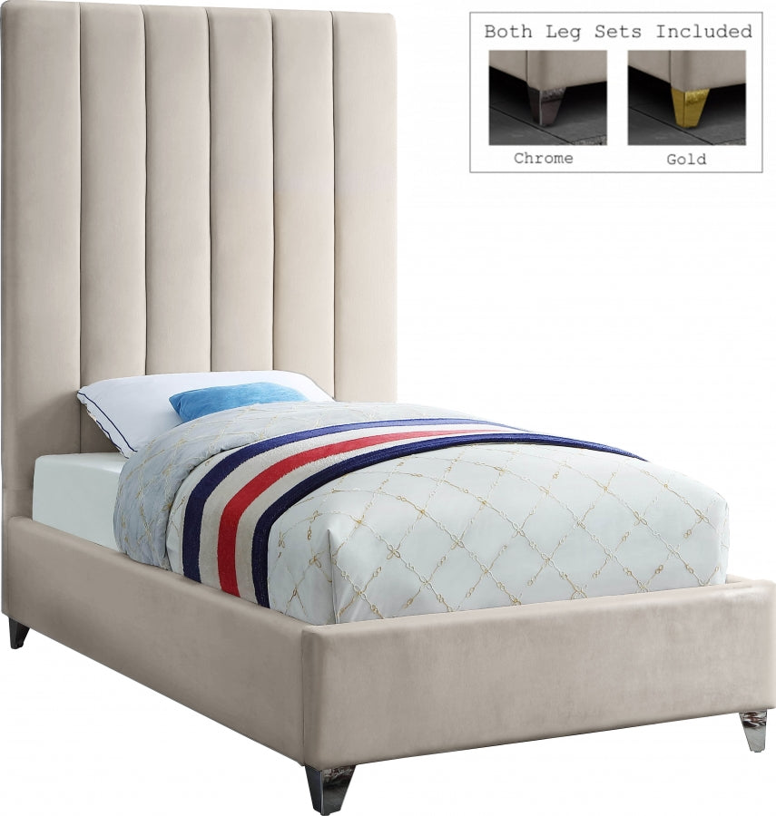 Via Cream Velvet Twin Bed from Meridian - Luna Furniture