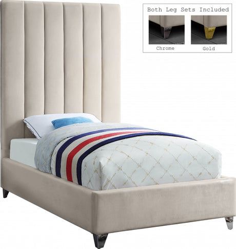 Via Cream Velvet Twin Bed from Meridian - Luna Furniture