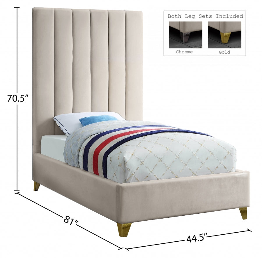 Via Cream Velvet Twin Bed from Meridian - Luna Furniture