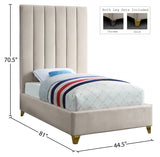 Via Cream Velvet Twin Bed from Meridian - Luna Furniture