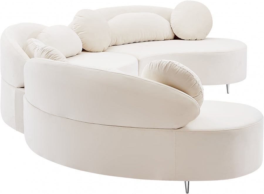 Vivacious Cream Velvet 3pc. Sectional from Meridian - Luna Furniture