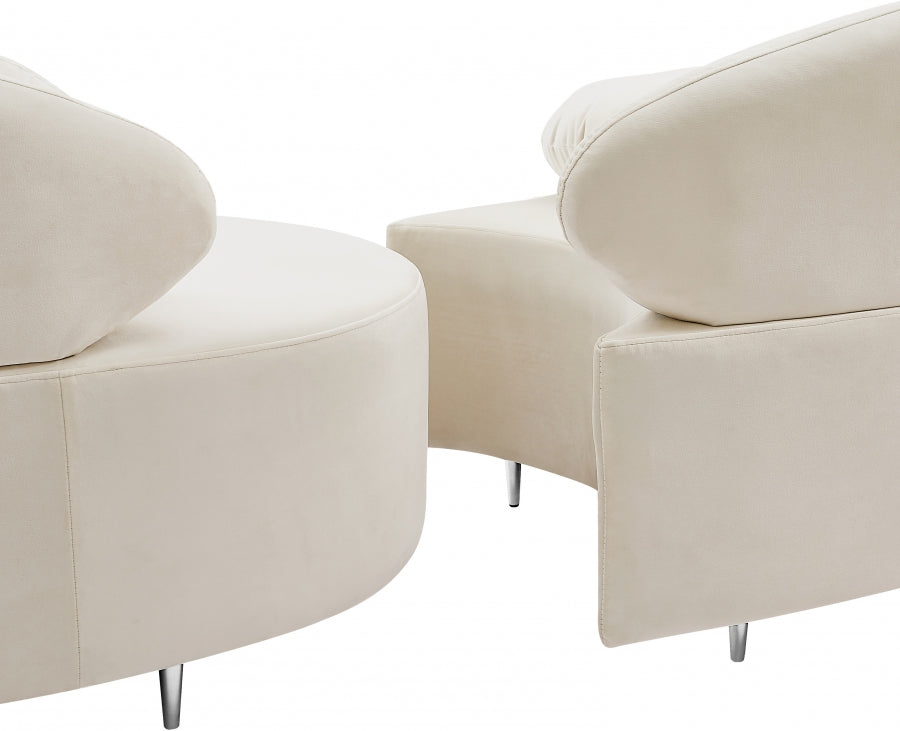 Vivacious Cream Velvet 3pc. Sectional from Meridian - Luna Furniture