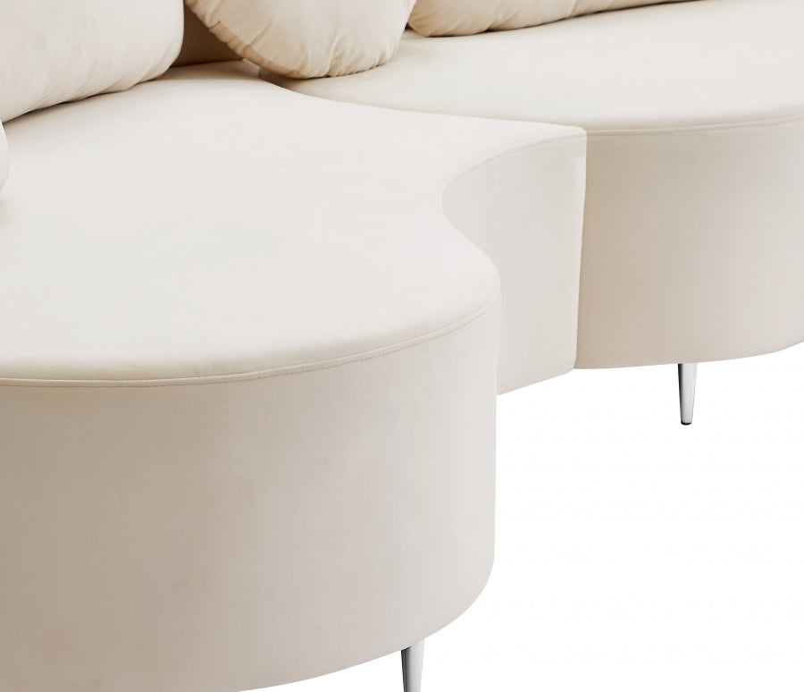 Vivacious Cream Velvet 3pc. Sectional from Meridian - Luna Furniture