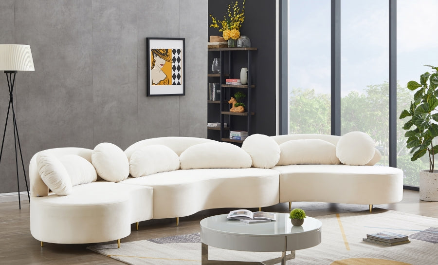 Vivacious Cream Velvet 3pc. Sectional from Meridian - Luna Furniture