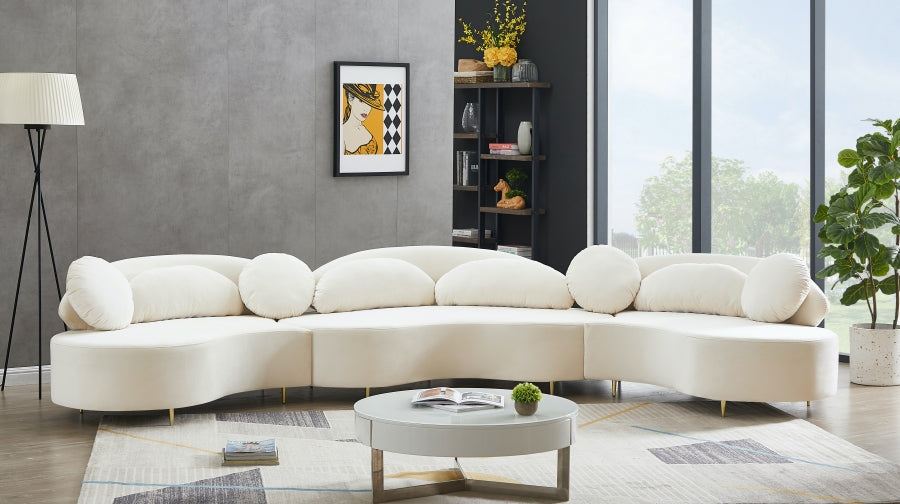 Vivacious Cream Velvet 3pc. Sectional from Meridian - Luna Furniture