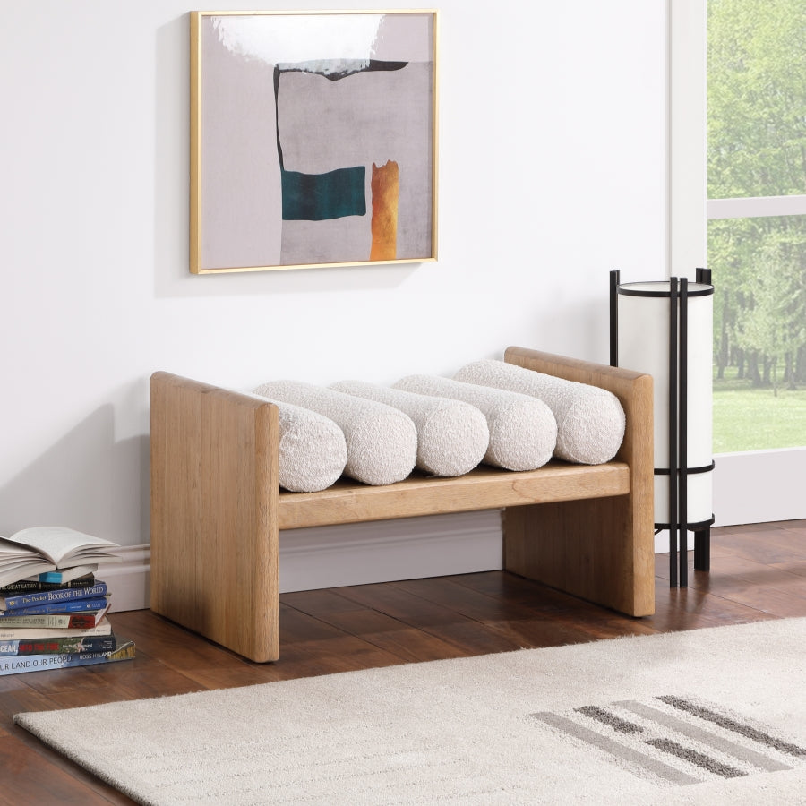 Waverly Cream Boucle Fabric Bench from Meridian - Luna Furniture