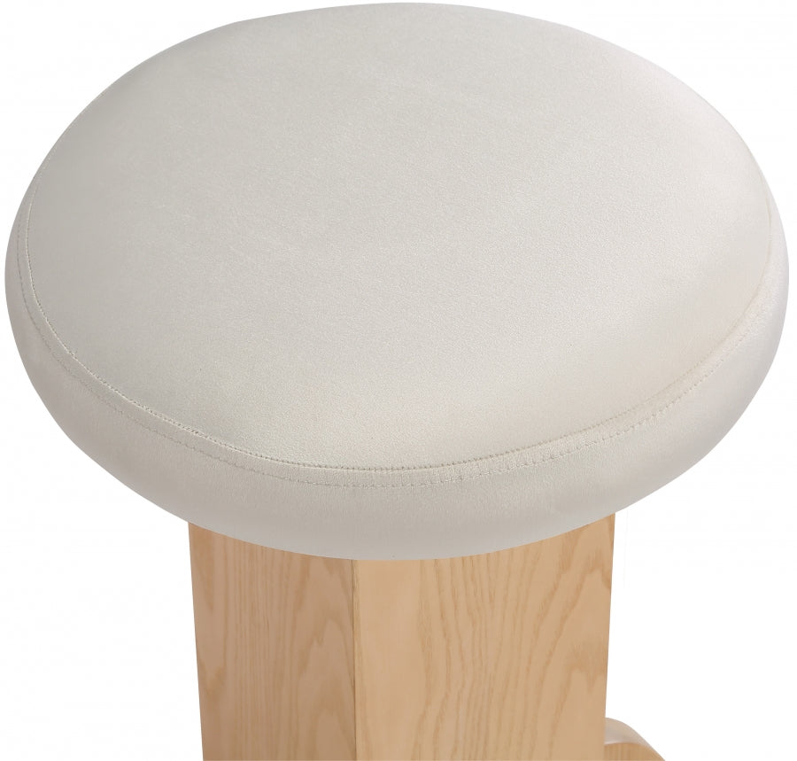 Cream Wyatt Velvet Bar / Counter Stool from Meridian - Luna Furniture