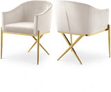 Xavier Cream Velvet Dining Chair from Meridian - Luna Furniture