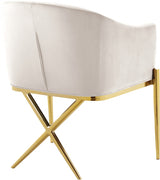 Xavier Cream Velvet Dining Chair from Meridian - Luna Furniture