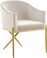 Xavier Cream Velvet Dining Chair from Meridian - Luna Furniture