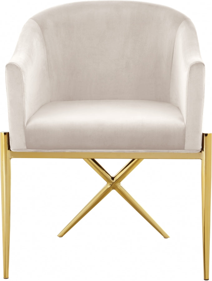 Xavier Cream Velvet Dining Chair from Meridian - Luna Furniture