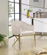 Xavier Cream Velvet Dining Chair from Meridian - Luna Furniture