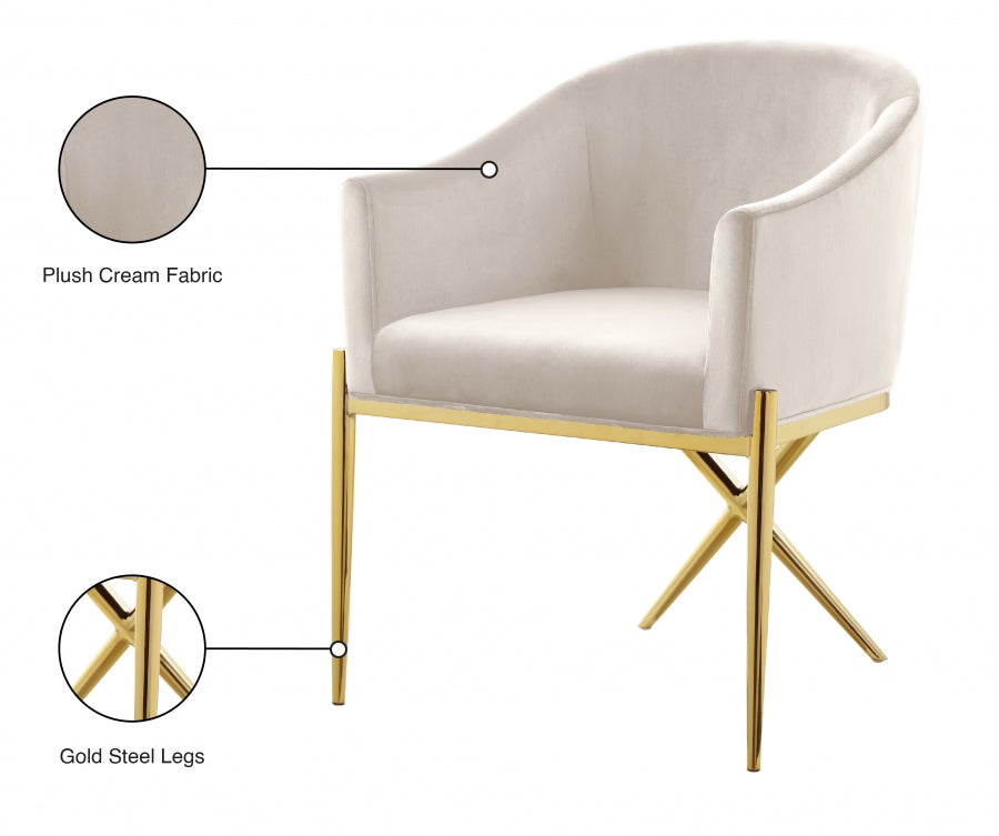 Xavier Cream Velvet Dining Chair from Meridian - Luna Furniture