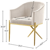 Xavier Cream Velvet Dining Chair from Meridian - Luna Furniture