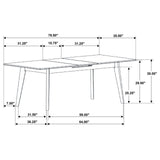 Crestmont Rectangular Dining Table with Faux Marble Top and 16" Self-Storing Extension Leaf Grey from Coaster - Luna Furniture