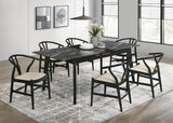 Crestmont Rectangular Dining Table with Faux Marble Top and 16" Self-Storing Extension Leaf Grey from Coaster - Luna Furniture