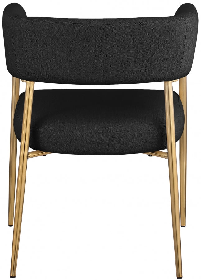 Creston Linen Textured Fabric Dining Chair Black from Meridian - Luna Furniture