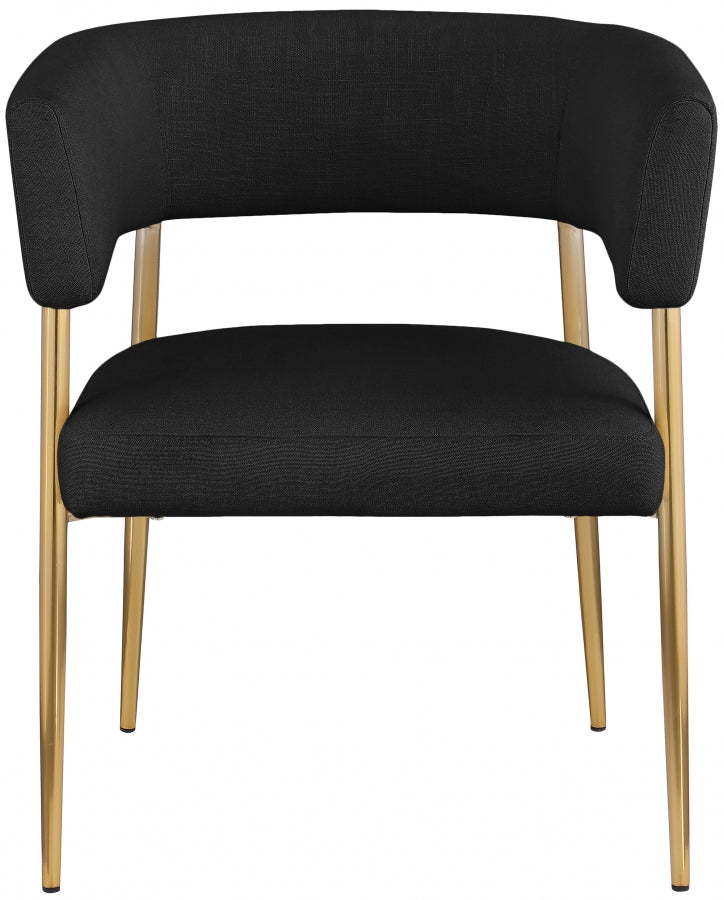 Creston Linen Textured Fabric Dining Chair Black from Meridian - Luna Furniture