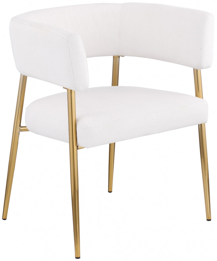 Creston Linen Textured Fabric Dining Chair Cream from Meridian - Luna Furniture