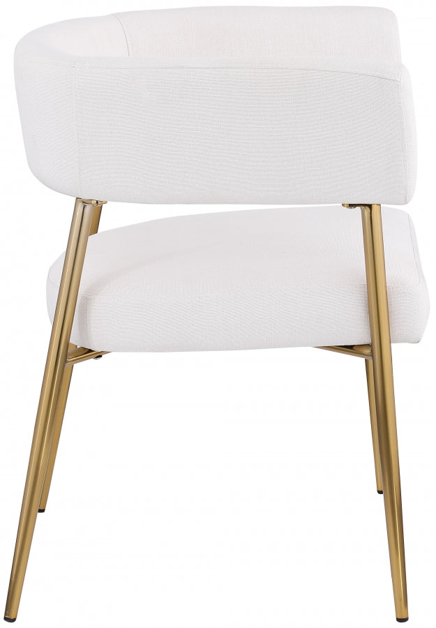 Creston Linen Textured Fabric Dining Chair Cream from Meridian - Luna Furniture