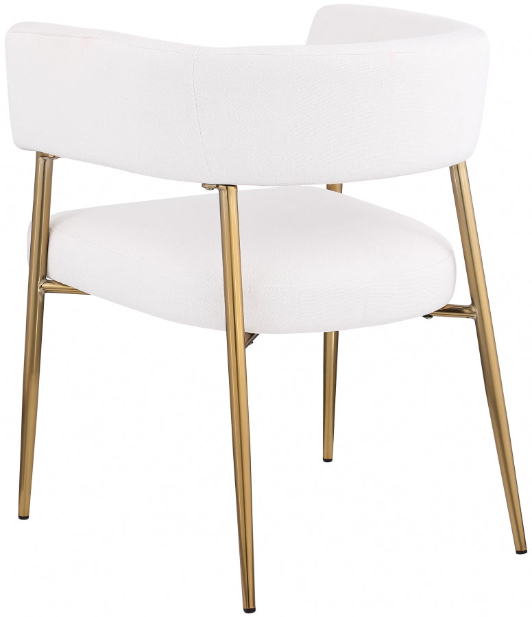 Creston Linen Textured Fabric Dining Chair Cream from Meridian - Luna Furniture