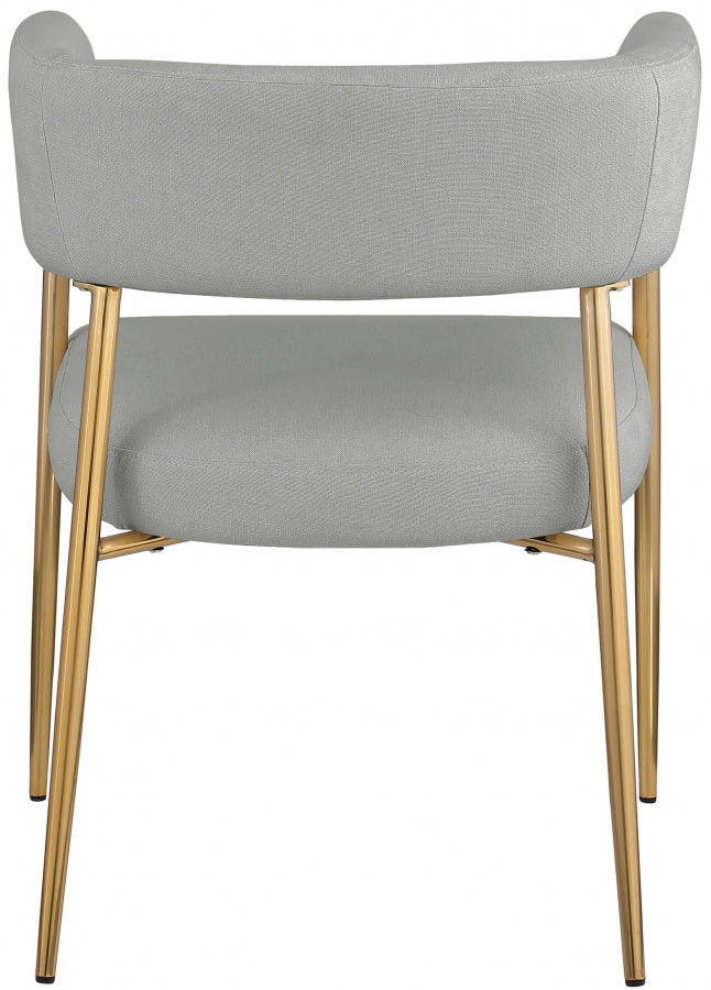 Creston Linen Textured Fabric Dining Chair Grey from Meridian - Luna Furniture