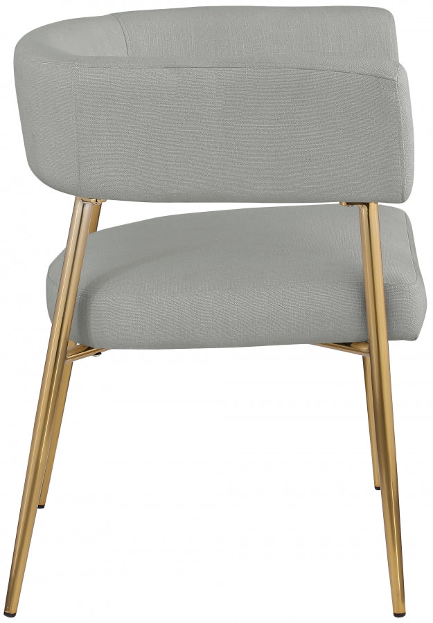 Creston Linen Textured Fabric Dining Chair Grey from Meridian - Luna Furniture