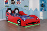 Cruiser Car Themed Twin Bed with Underglow Lights Red from Coaster - Luna Furniture