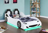 Cruiser Car Themed Twin Bed with Underglow Lights White from Coaster - Luna Furniture