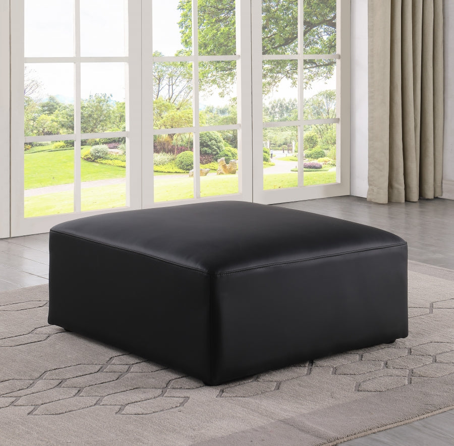 Cube Charcoal Grey Faux Leather Ottoman Black from Meridian - Luna Furniture