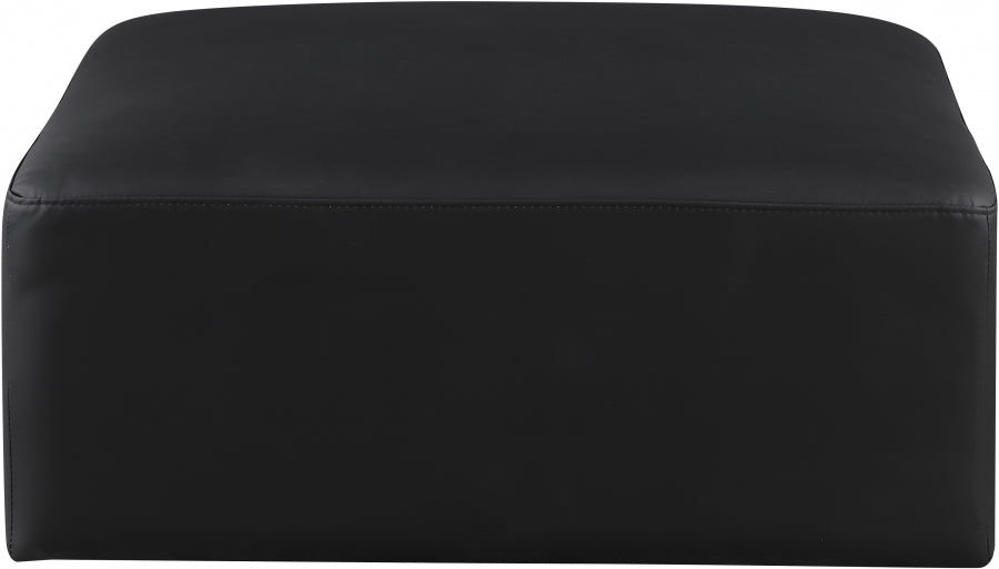 Cube Charcoal Grey Faux Leather Ottoman Black from Meridian - Luna Furniture